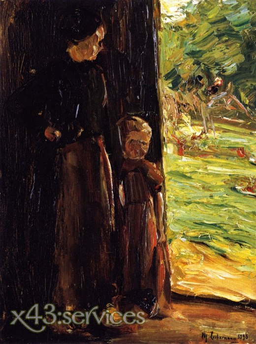 Max Liebermann - Baeuerin mit Kind unter einen Tür